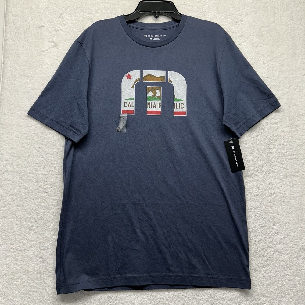 Travis Mathew Mens Size M Blue High Tide 2.0 Short Sleeve Shirt New